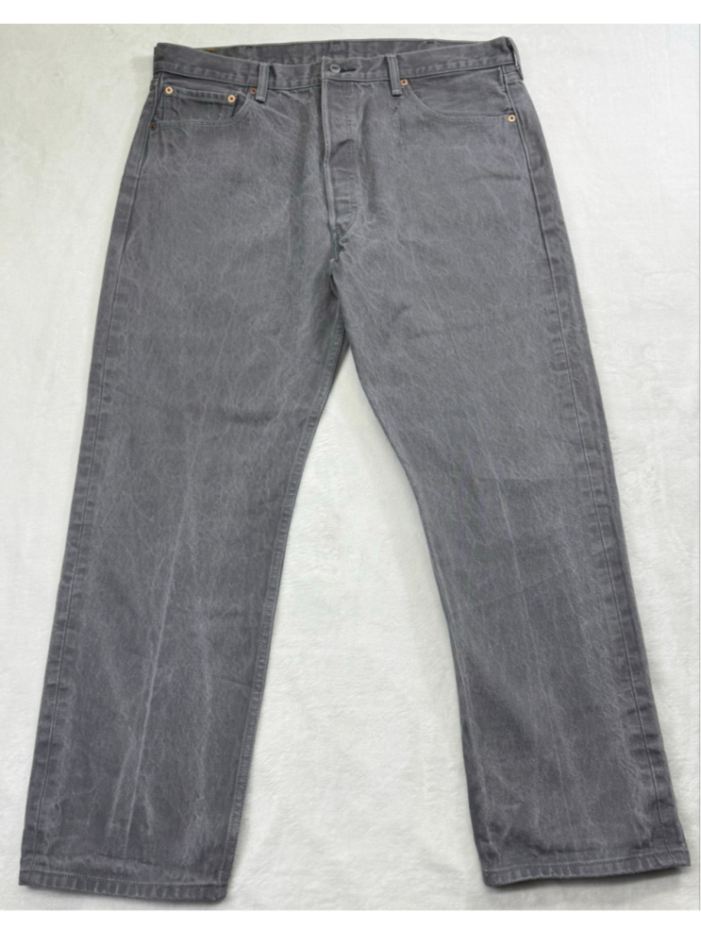 Men's Levi's 501 40x32 Button Fly Straight Leg Grey Jeans - Picture 2 of 12